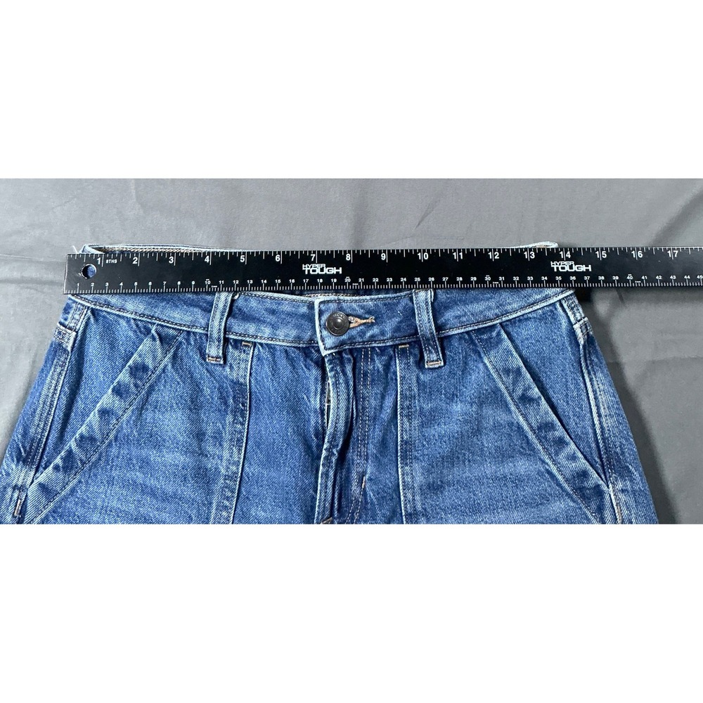 American Eagle Women Carpenter Jeans Blue Straight Leg Utility Pants Sz 2 X-Long - Picture 2 of 12